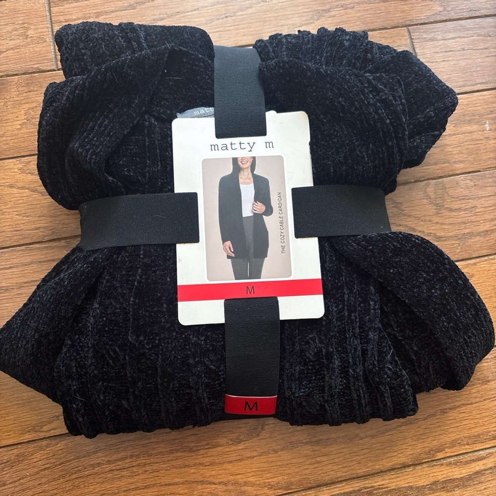 Matty M Black Velvet Cardigan